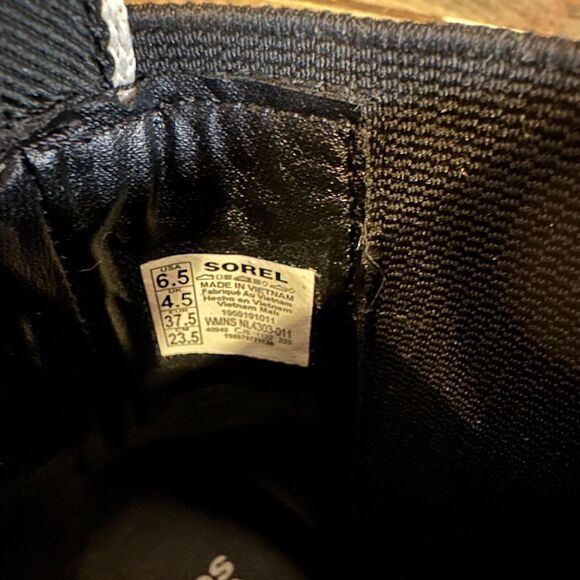 New Women Sorel Brex Chelsea Black Leather Mid Waterproof Ankle Boots Size 6.5 M - Picture 6 of 6